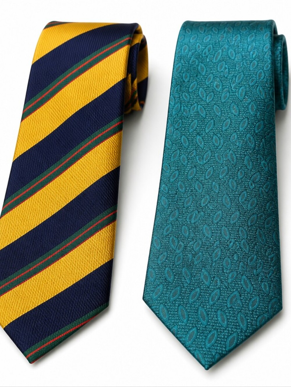 Burma Bibas Teal Patterned Silk Tie and A System Seta Silk Striped Tie #208Burma
